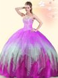 Sweetheart Sleeveless Quinceanera Dress Floor Length Beading Multi-color Tulle