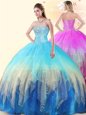 Dramatic Sweetheart Sleeveless Tulle Ball Gown Prom Dress Beading Lace Up