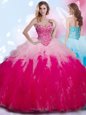Ball Gowns Ball Gown Prom Dress Multi-color Sweetheart Tulle Sleeveless Floor Length Lace Up