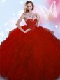 Chic Floor Length Wine Red Quinceanera Dresses Tulle Sleeveless Beading