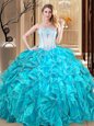 Sophisticated Fuchsia Vestidos de Quinceanera Military Ball and Sweet 16 and Quinceanera and For with Embroidery and Pick Ups Sweetheart Sleeveless Lace Up