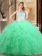 Strapless Sleeveless Tulle 15 Quinceanera Dress Embroidery Lace Up