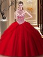 Halter Top Sleeveless Brush Train Beading and Pick Ups Lace Up Quinceanera Gowns