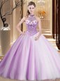 Lilac Halter Top Neckline Beading 15 Quinceanera Dress Sleeveless Lace Up