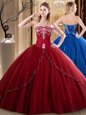 Colorful Sleeveless Embroidery Lace Up Quinceanera Dresses