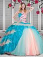Multi-color Sleeveless Organza Lace Up Vestidos de Quinceanera for Military Ball and Sweet 16 and Quinceanera