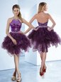 Halter Top Organza Sleeveless Knee Length Prom Gown and Beading
