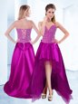 Clearance High Low Fuchsia Prom Gown Sweetheart Sleeveless Lace Up