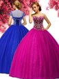 Lovely Sleeveless Lace Up Floor Length Beading Ball Gown Prom Dress