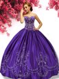 Floor Length Ball Gowns Sleeveless Purple Quinceanera Gown Lace Up