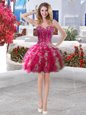Fuchsia Club Wear Organza Sleeveless Beading and Ruffles