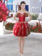 Red Sleeveless Organza Lace Up Junior Homecoming Dress for Prom and Party