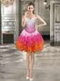 Beading and Ruffles Prom Party Dress Multi-color Lace Up Sleeveless Mini Length