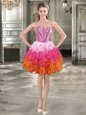 Excellent Sweetheart Sleeveless Organza Beading and Ruffles Lace Up