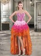 Best Selling Organza Sweetheart Sleeveless Lace Up Beading and Ruffles Prom Evening Gown in Multi-color