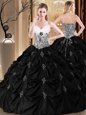 Pick Ups Floor Length Black Ball Gown Prom Dress Sweetheart Sleeveless Lace Up