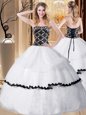 White Lace Up 15 Quinceanera Dress Beading Sleeveless Floor Length