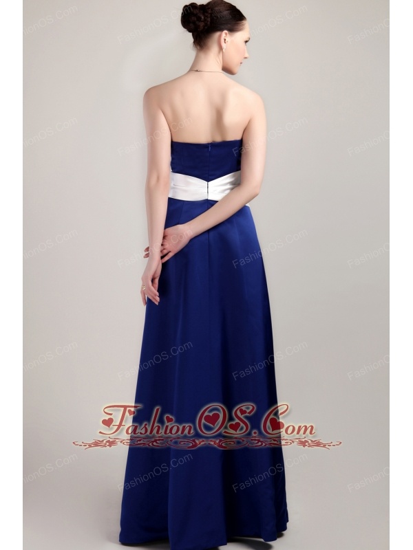 Royal Blue Empire Strapless Floor-length Taffeta Mother of the Bride Dress