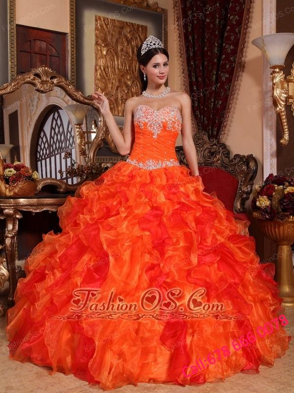 orange quinceanera dresses