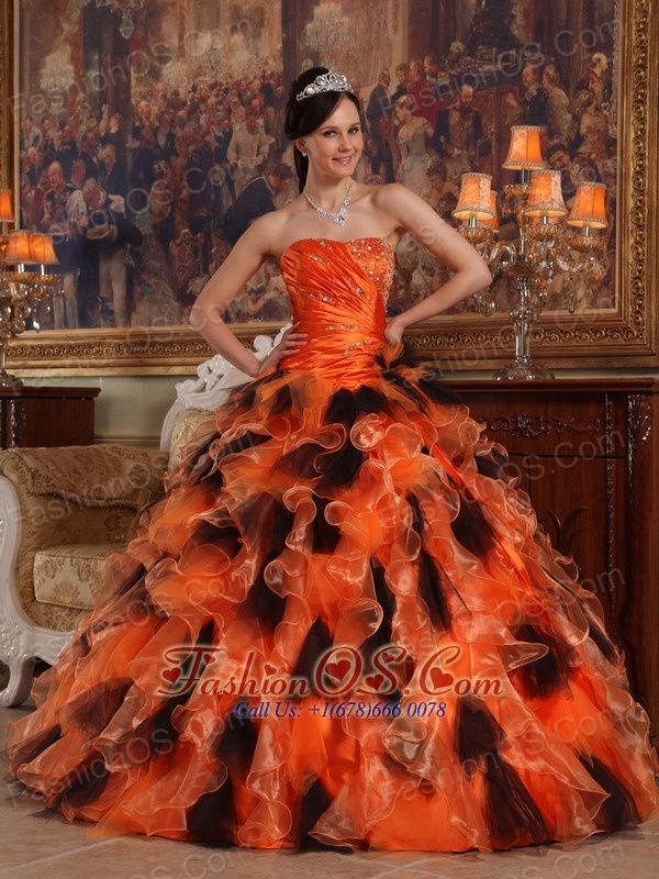 orange and black gown