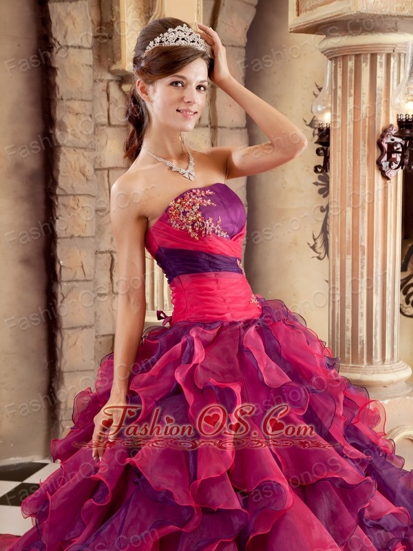 Brand New Multi-color Quinceanera Dress Strapless Organza Ruffles Ball Gown