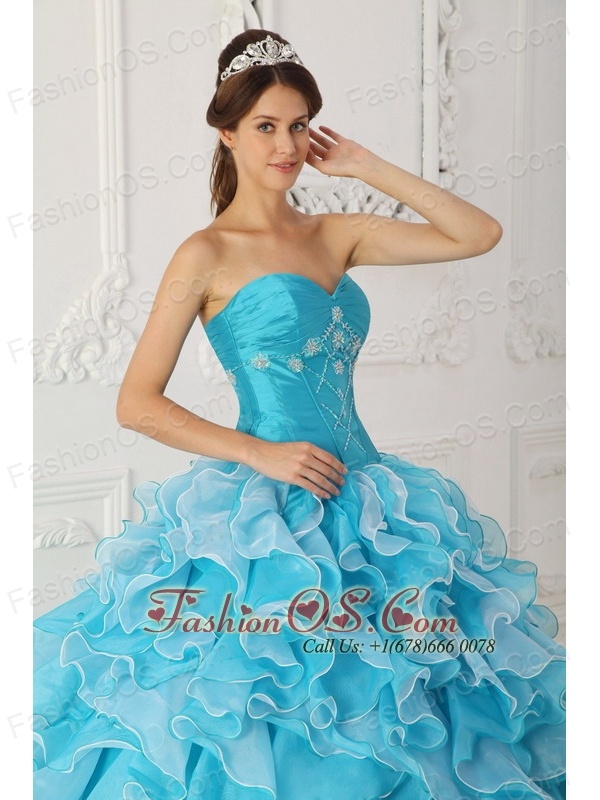 Classical Sky Blue Quinceanera Dress Sweetheart Taffeta and Organza Beading A-Line / Princess