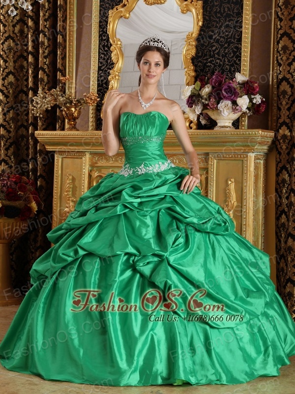 Discount Turquoise Quinceanera Dress Strapless Taffeta Beading Ball Gown