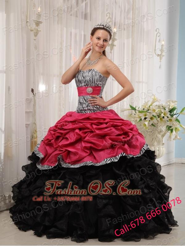 black and pink quinceanera dresses