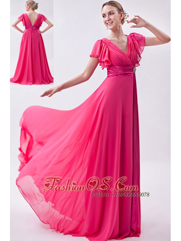 dark pink chiffon dress