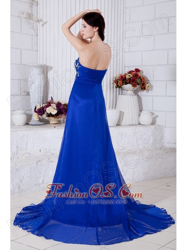 Elegant Royal Blue Sweetheart Prom Dress Spit Chiffon