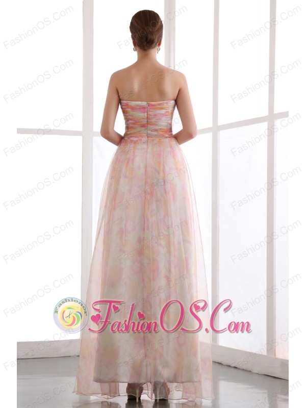 Colorful Sweetheart Prom Dress Ruch Printing Floor-length