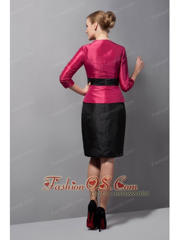 Black and Fuchsia Mother Of The Bride Dress with Jacket Taffeta