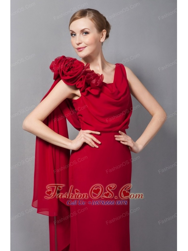 Custom Made 70s Wine Red Mother Of The Bride Dress V-neck Chiffon