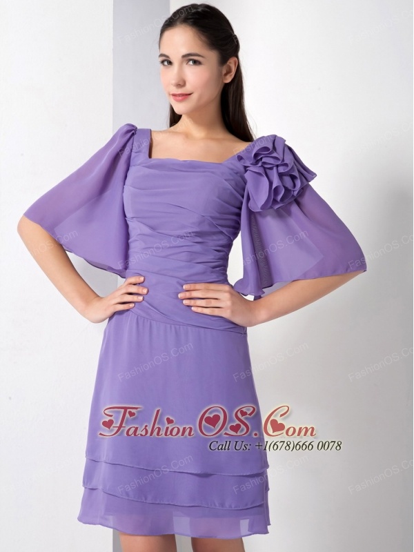 Simple Purple Mother Of The Brides Dress Empire Square Knee-length Chiffon