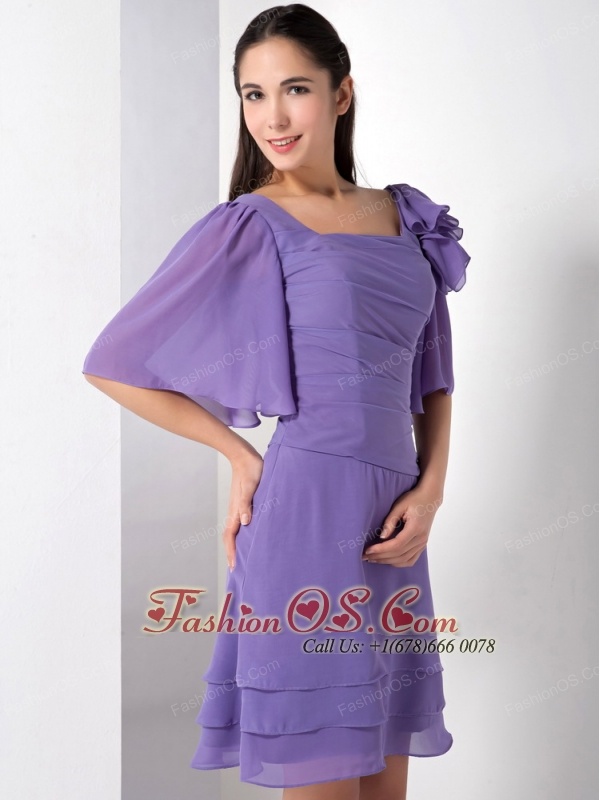 Simple Purple Mother Of The Brides Dress Empire Square Knee-length Chiffon