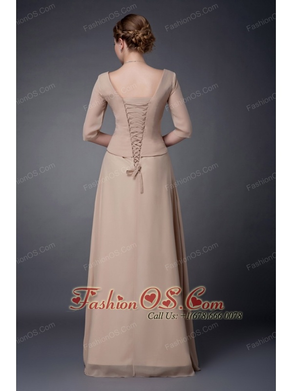 Customize Champagne Empire V-neck Mother Of The Bride Dress Chiffon Beading Floor-length