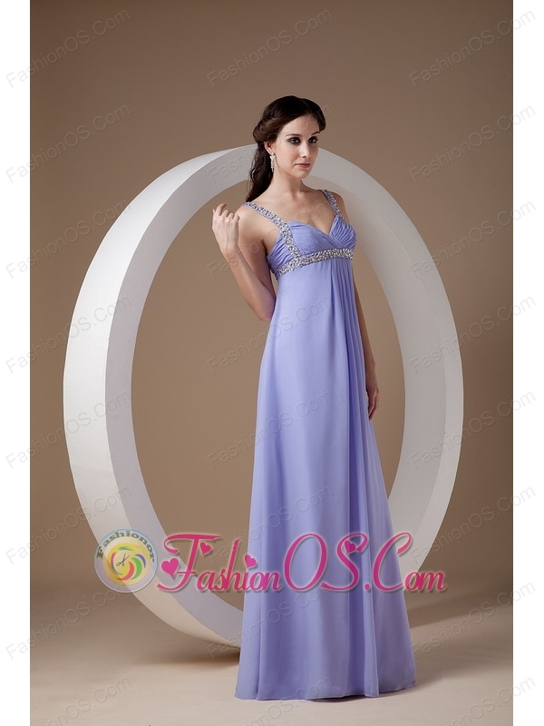Pretty Lilac Mother of the Bride Dress Empire Straps  Chiffon Beading Floor-length