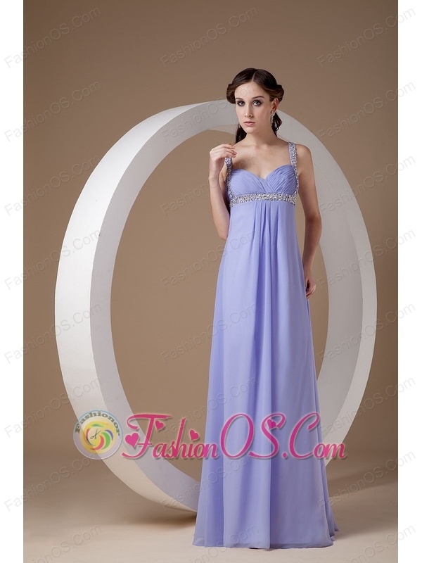 Pretty Lilac Mother of the Bride Dress Empire Straps  Chiffon Beading Floor-length