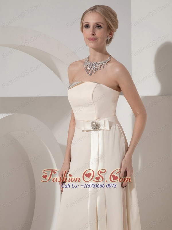 Custom Made Off White Mother of the Bride Dress Empire Strapless Chiffon Beading Floor-length
