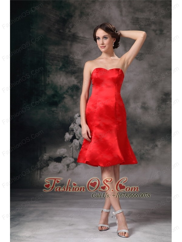 Elegant Red Column Sweetherart Mother Of Bride Dress Taffeta Knee-length