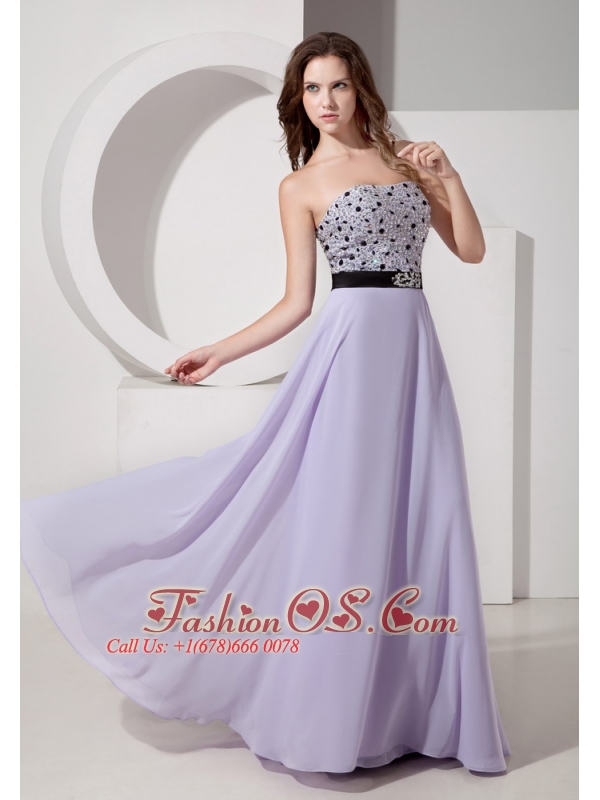 Luxurious Lilac Empire Strapless Evening Dress Chiffon Beading ...