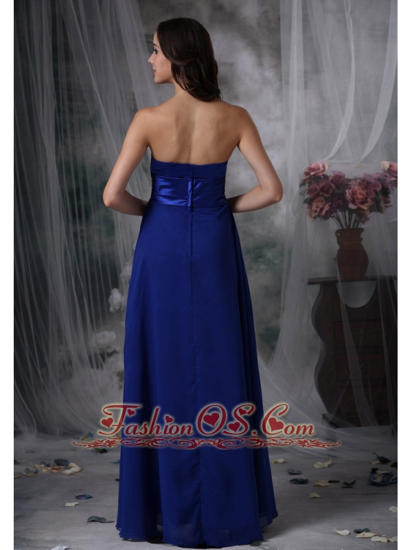 Luxurious Royal Blue Mother of the Bride Dress Empire Sweetheart Beading Chiffon and Elastic Woven Satin Floor-lengt