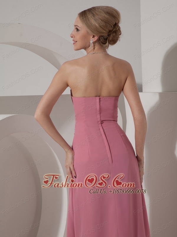 Pretty Dusty Rose Mother of the Bride Dress Column Strapless Floor-length Chiffon Beading