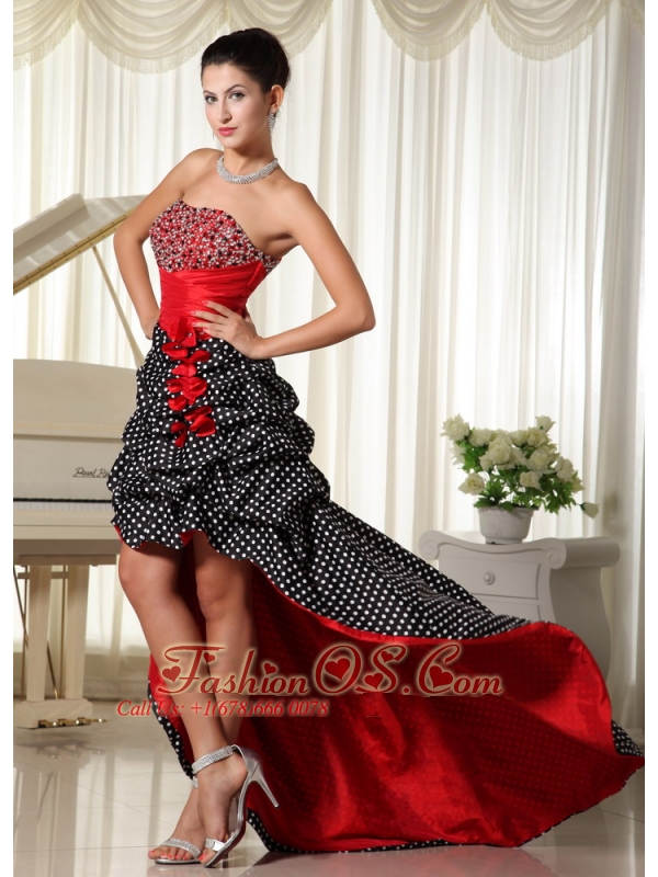 High-low 2013 Prom Dress Zipper Special Fabric Beaded Decorate Bust