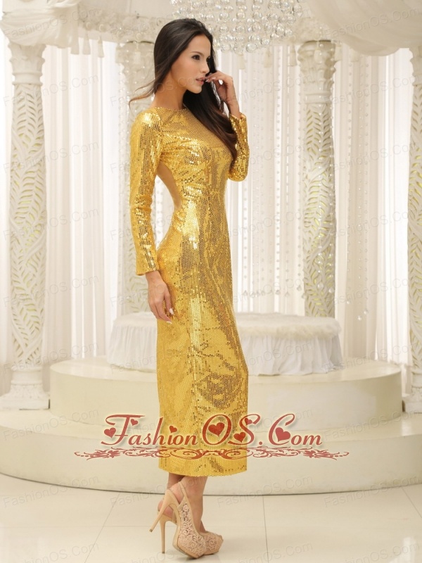 Long Sleeves With Paillette Over Skirt Ankle-length 2013 Mother Of The Bride Dress Custom Made