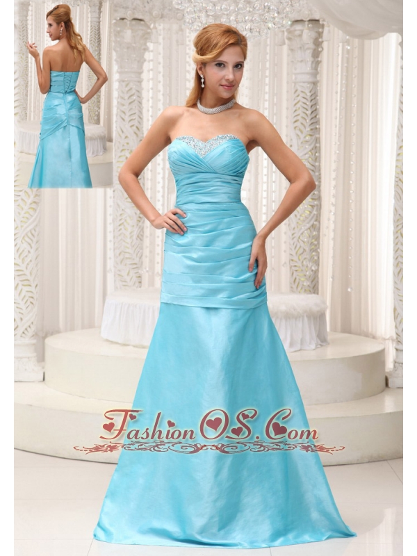 Ruched and Beading Decorate Bust A-line Aqua Blue Mother Of The Bride Dress in Michigan