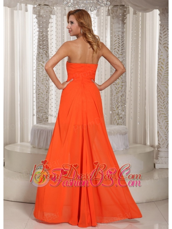 Wholesale High-low Beading Homecoming Dress Orange Red Chiffon Party Style