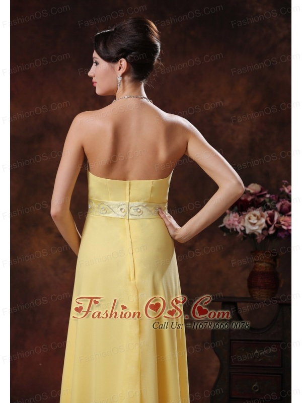 2013 Nogales Arizona New Style Yellow High-low Prom Dress With Belt Decorate