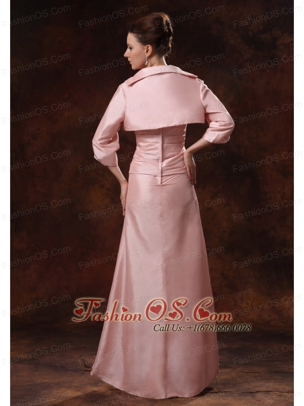 Baby Pink Ruch and Appliques Mother Of The Bride Dress With Jacket For Custom Made In College Park Georgia