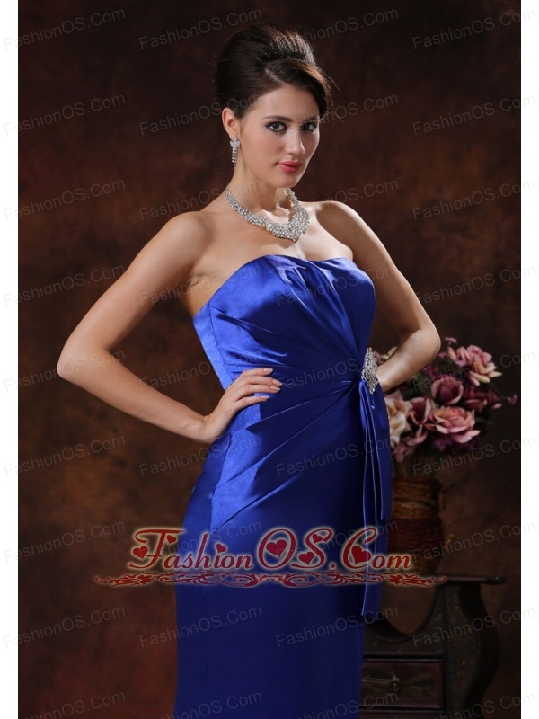 Royal Blue Mermaid Mother Of Bride Dress Clearance With Strapless Beaded Decorate